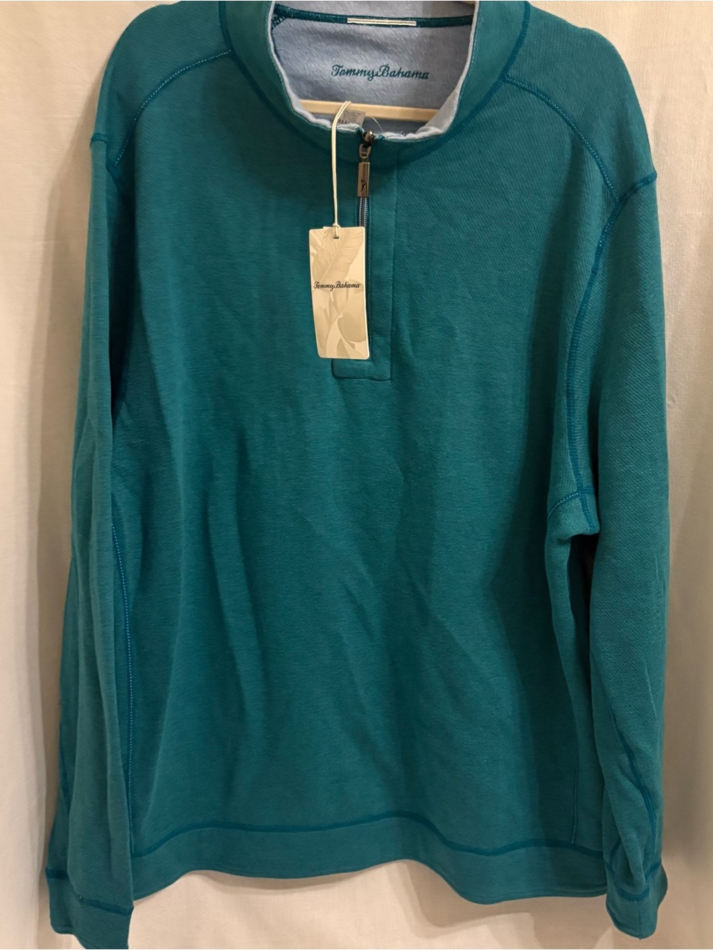 NWT XXL Tommy Bahama Reversible Men’s Teal and grey Quarter-Zip Sweater